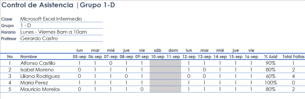 Cómo hacer una lista de asistencia en Excel? - NEXEL