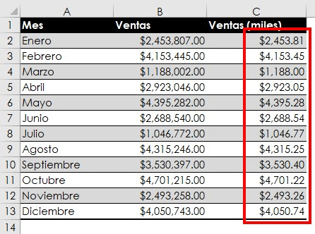 division de una numero en excel