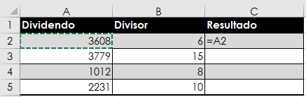 Cómo dividir en Excel con la fórmula de la división