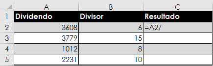 Cómo dividir en Excel