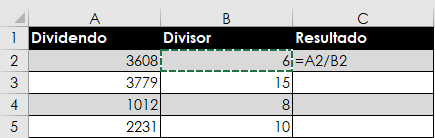 dividir en excel